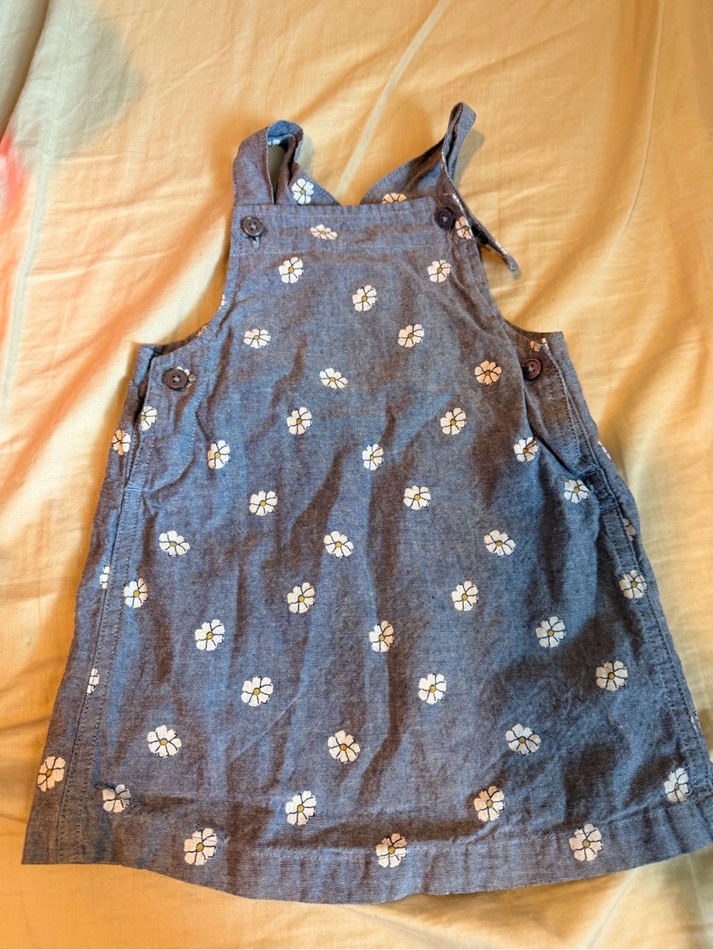 Carter's 18 months blue denim overalls baby girl white daisys floral print